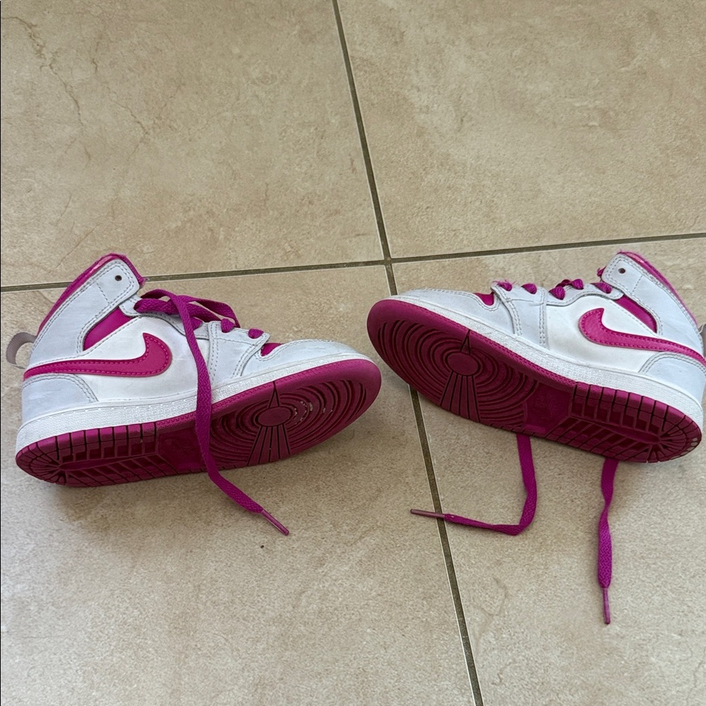 Jordan Pink and White Kids Sneakers